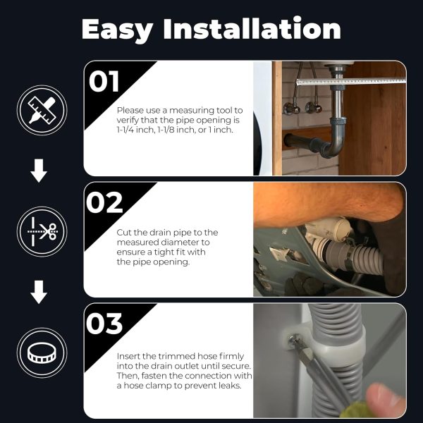Funmit Washing Machine Drain Hose Corrugated Rubber-8