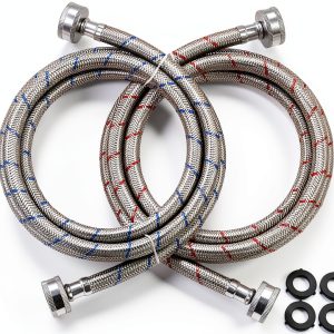 Techecook 6ft Stainless Steel Washer Hoses Burst Proof-0