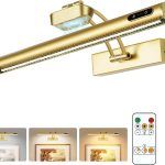 Magnetic Wireless Picture Light 16in Gold Rechargeable Remote Dimmable-0