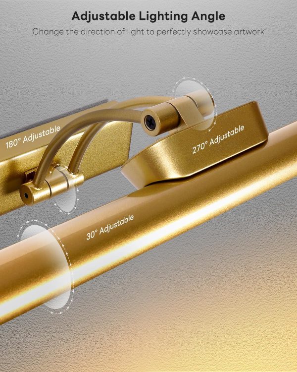 Magnetic Wireless Picture Light 16in Gold Rechargeable Remote Dimmable-2