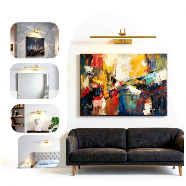 Picture Light,Picture Lights for Wall Cordless,16" Picture Lights with Timer and Dimmable,Battery Wall Lights for Display Gallery Painting Art Frame Portrait-Plated Gold-2